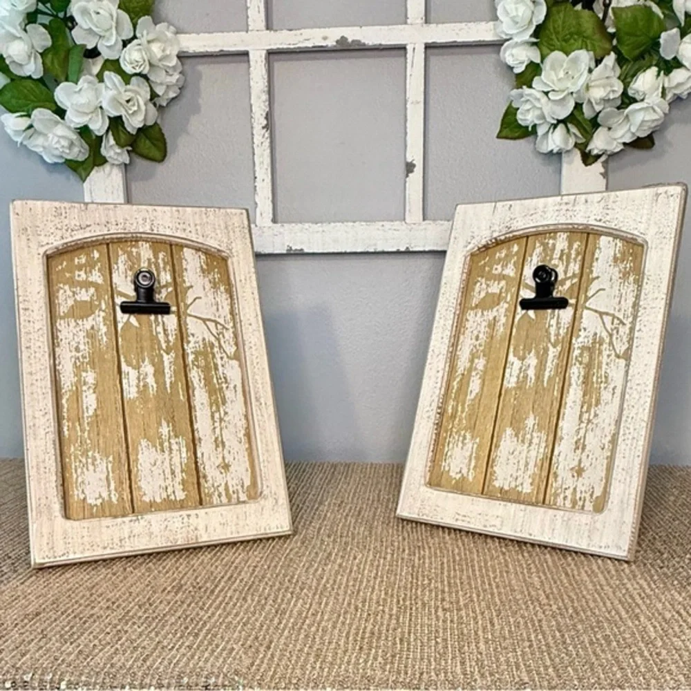 🌸Hobby Lobby Distressed Cream and Tan Clip Frames📸